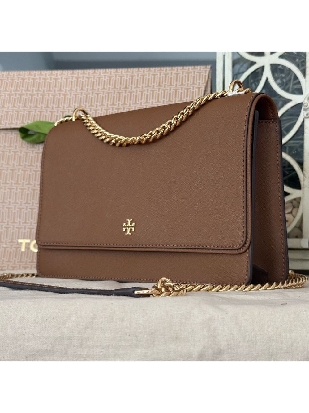 New Tory Burch Emerson Flap Adjustable Shoulder Bag moose